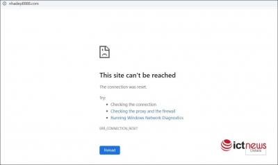Trang web có tên miền "nhadep8888.com" giả mạo trang thông tin điện tử tỉnh Bắc Ninh đã bị xử lý, không thể truy cập được.